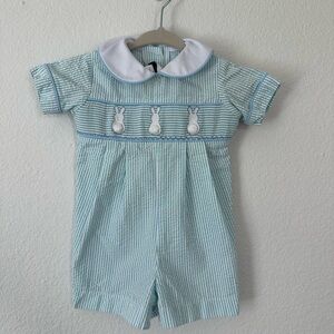 Southern Smocked Company Easter Romper- Baby boy 3M